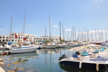 Fototapeta na wymiar Yacht parking in Port El Kantaoui, Tunisia