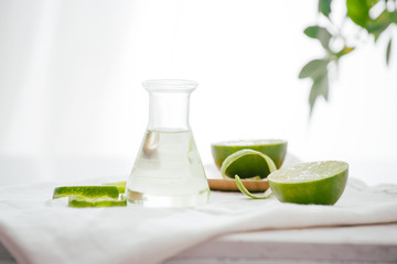 Citrus oil lemon natural over bright background