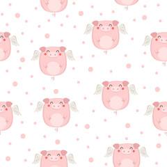 Seamless pattern for New 2019 Year with cute pigs