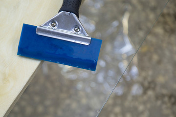 installation of protective film on the window