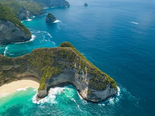 Foto op Plexiglas Luchtfoto Aerial view of the Kelingking beach located on the island of Nusa Penida, Indonesia