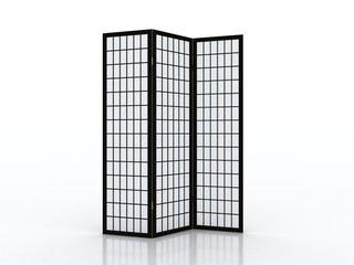 Folding screen furniture piece isolated on white background.