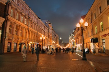Fototapeta na wymiar Old ,town , Arbat , Moscow ,night