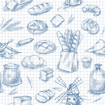 Seamless bread bakery background