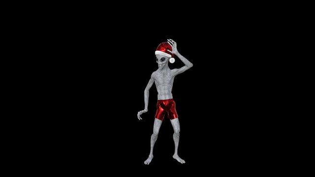 New Year's Alien Dancing Funny, Loop, Transparent Background