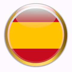Happy Spain day background. Bright background with flag of Spain. Bright button with flag.