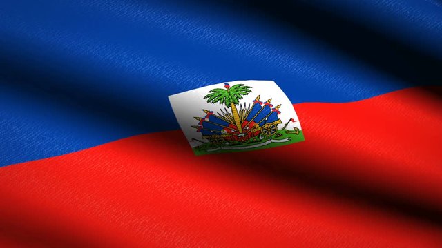Haiti Flag Waving Textile Textured Background. Seamless Loop Animation. Full Screen. Slow motion. 4K Video Footage