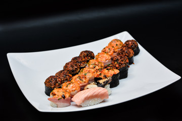 food dish sushi cocktails menu