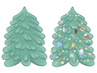 Christmas tree with toys Illustration