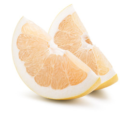 pomelo slices isolated on a white background