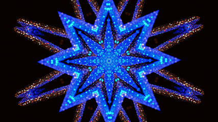 Christmas mandala-snowflake kaleidoscope sequence. Abstract background. Kaleidoscopic. Mirror prism, toy effect