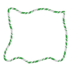 Candy Cane Frame Border Random Shape. Vector christmas design isolated on white background