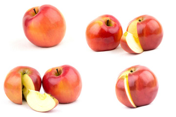 Red and yellow apple collection. set of fruit isolated on white