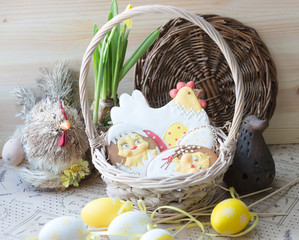 Easter gingerbread in a basket