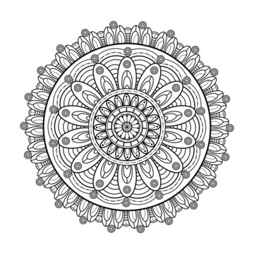 Vector illustration of a black and white mandala for coloring adult book antistress