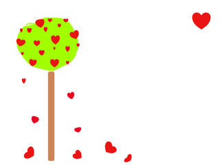 Baum mit Herzen auf weißem Hintergrund