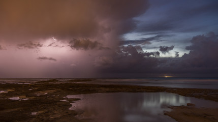 Fototapeta na wymiar Lightening and sea storm