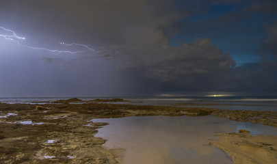 Lightening and sea storm