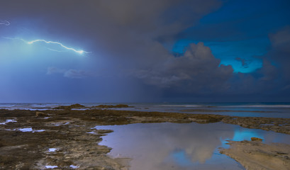 Lightening and sea storm