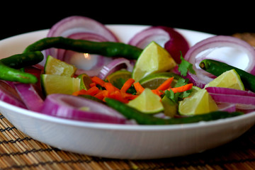 Onion lemon and green chilies salad
