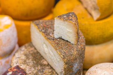 Craft cheese. Cheese head. Artisan cheese