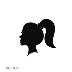 silhouette of woman profile icon vector