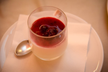 A traditional Italian dessert panna cotta .