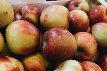 Pile of fresh ripe red apples