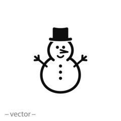 snowman icon, line sign, vector illustration