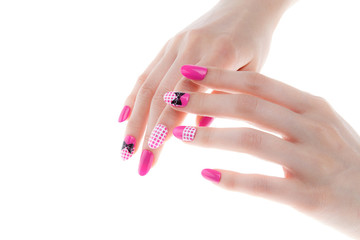a woman's nail, designed with nail art