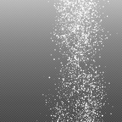White  Abstract Particles On Transparent Background. Falling Snowflakes Imitation. Bright Bokeh Texture. Digitally Generated Image. Vector Illustration, Eps 10.