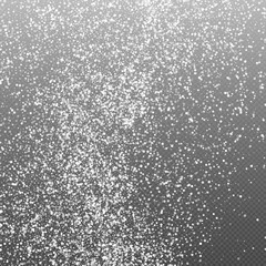 White  Abstract Particles On Transparent Background. Falling Snowflakes Imitation. Bright Bokeh Texture. Digitally Generated Image. Vector Illustration, Eps 10.