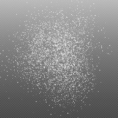 White  Abstract Particles On Transparent Background. Falling Snowflakes Imitation. Bright Bokeh Texture. Digitally Generated Image. Vector Illustration, Eps 10.