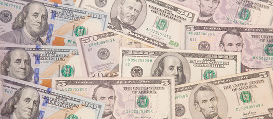 American paper dollar bills as part of the global financial and trading system