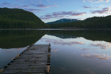 Old Dock And Lake Sunset