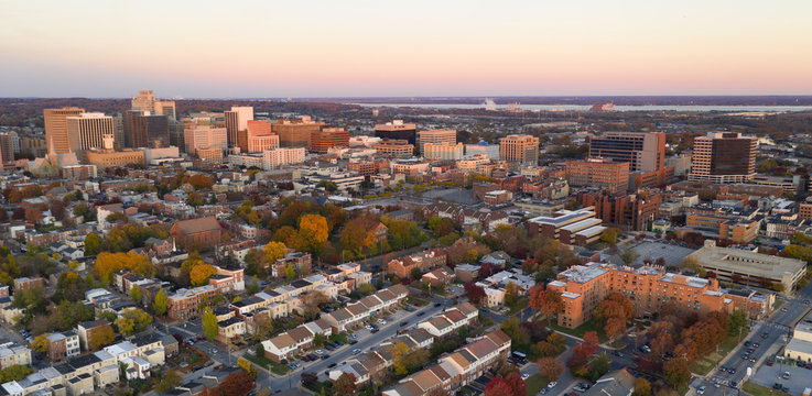 Wilmington Delaware Late Afternoon Light Downtown City Skyline