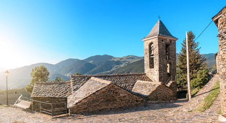 Fototapeta na wymiar Stone Church in small old village Dorria, Spain