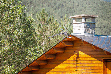 Roof of a wooden mountain house