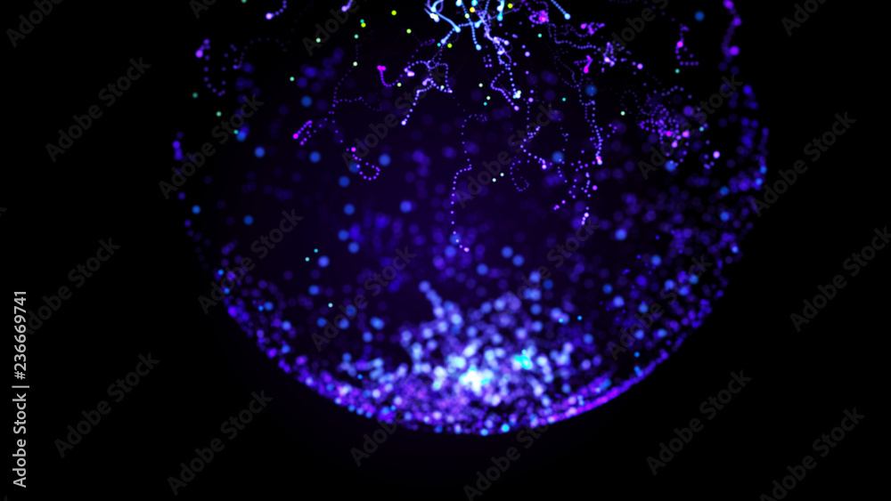 Poster abstract sphere in outer space. futuristic globalization interface. digital spherical hologram. 3d r