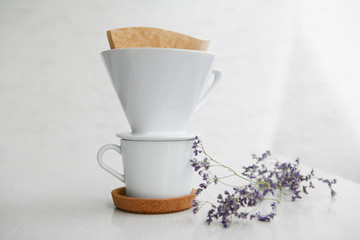 Pour Over Coffee Preparation. Filtered Coffee.