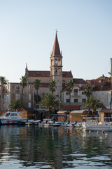 Fototapeta premium Old church in Milna, Brač village on Adriatic sea.