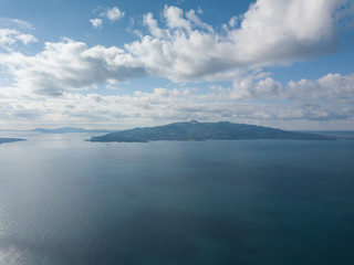 View of Corfu Island in Greece captured from Saranda Albania . ionian sea