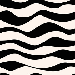 Abstract black waves seamless pattern. Vector background.