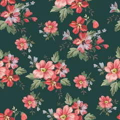 Tuinposter Seamless vintage floral pattern for gift wrap and fabric design © JL-art