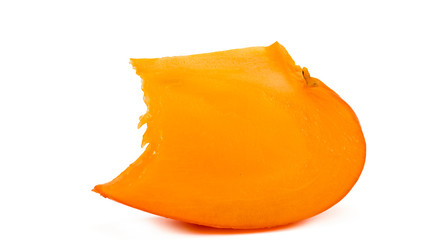 Studio shot od quarter kakis sliced isolated on white background