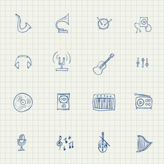 drawn icons on music theme