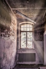 Fototapeta na wymiar abandoned old house with sunlight