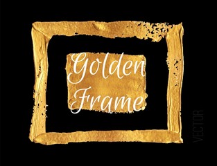 Gold color paint frame. Hand drawn banner