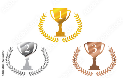 金銀銅の月桂樹 ローレルつきトロフィーのイラストセット 1位 3位のトロフィー Trophy Illustration Wall Mural Globeds 金銀銅の月桂樹 ローレルつきトロフィーのイラストセット 1位 3位のトロフィー Trophy Illustration Wall Mural Globeds