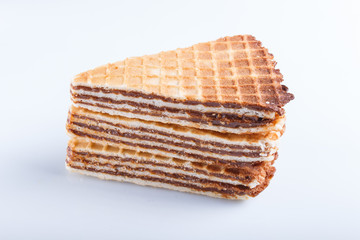 waffle sandwiches with boiled condensed milk  isolated on white background.